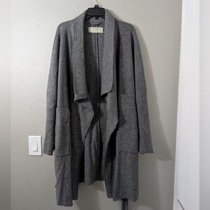 Gray Open Front Cardigan Sweater